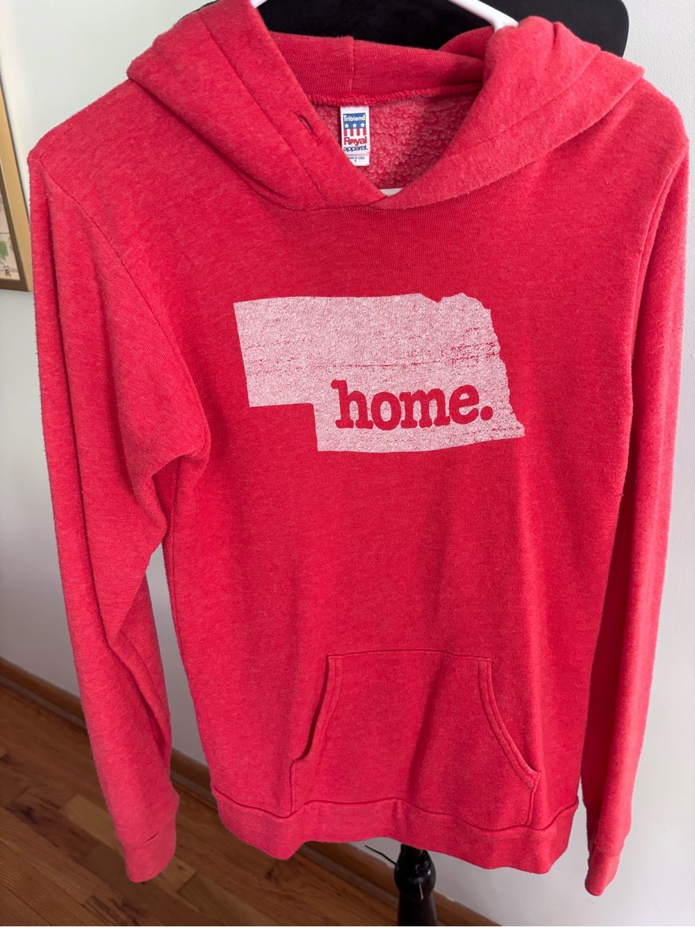Triblend Red 'Home' Graphic Hoodie Sweatshirt